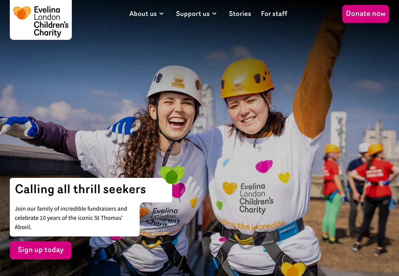Evelina London Children's Charity Website Screenshot