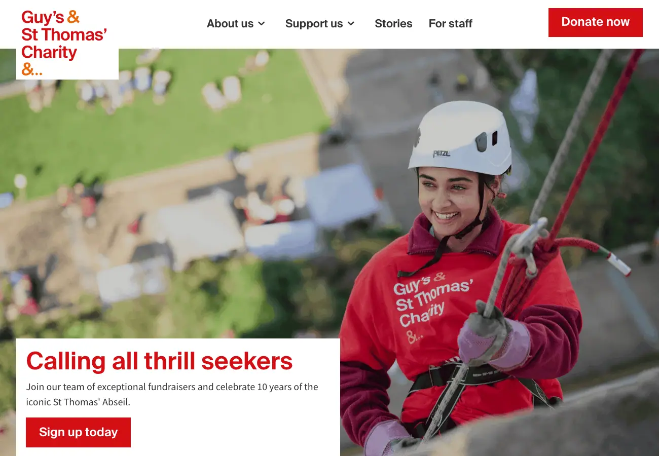 Guy’s & St Thomas’ Charity Website Screenshot