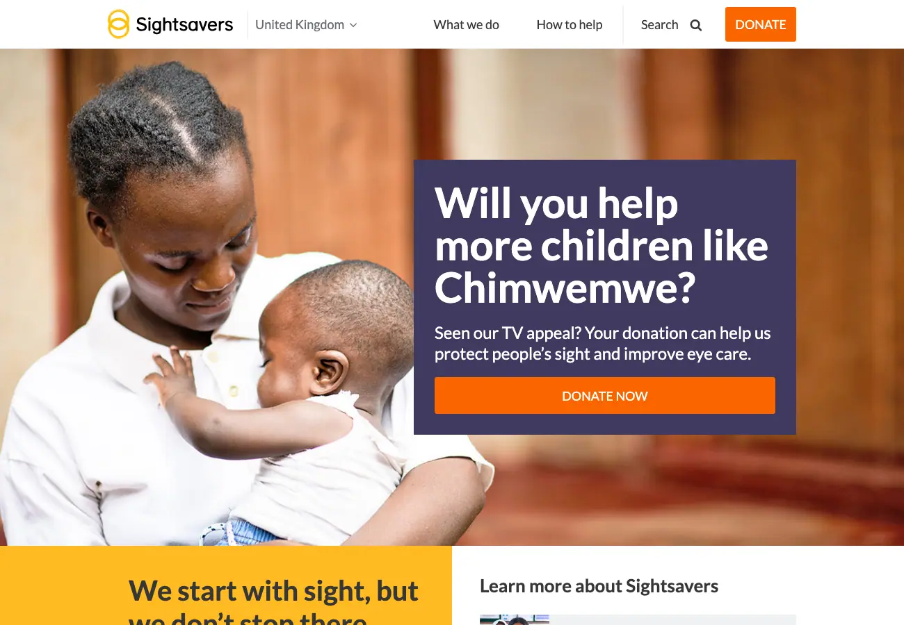 Sightsavers Website Screenshot