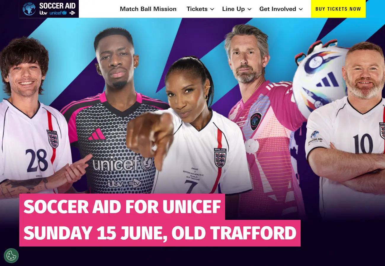 Soccer Aid Website Screenshot